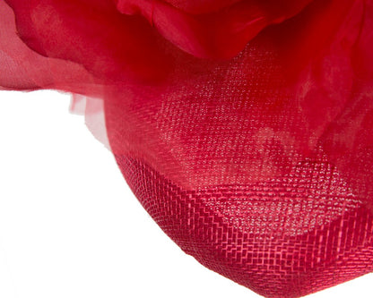 Red flower pillbox fascinator by Fillies Collection-4