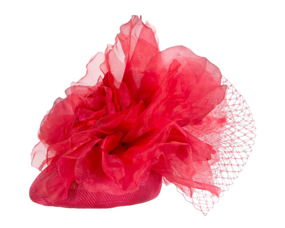 Red flower pillbox fascinator by Fillies Collection-3