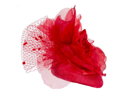 Red flower pillbox fascinator by Fillies Collection-2