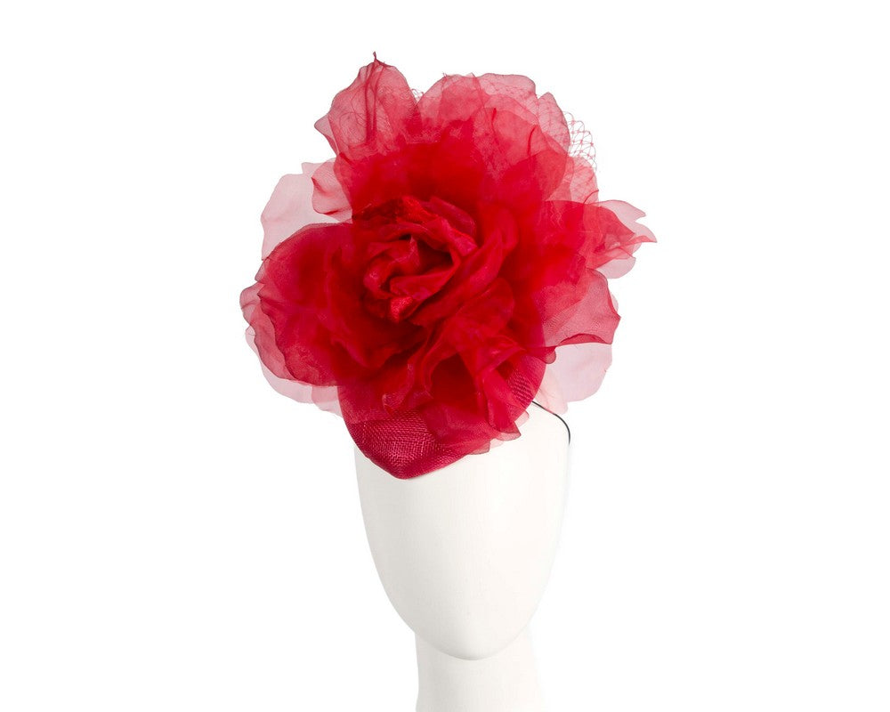 Red flower pillbox fascinator by Fillies Collection-0