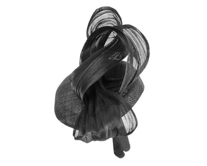Black pillbox fascinator with silk abaca bow by Fillies Collection