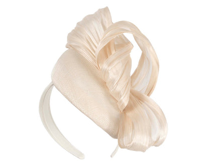 Cream pillbox fascinator with silk abaca bow by Fillies Collection