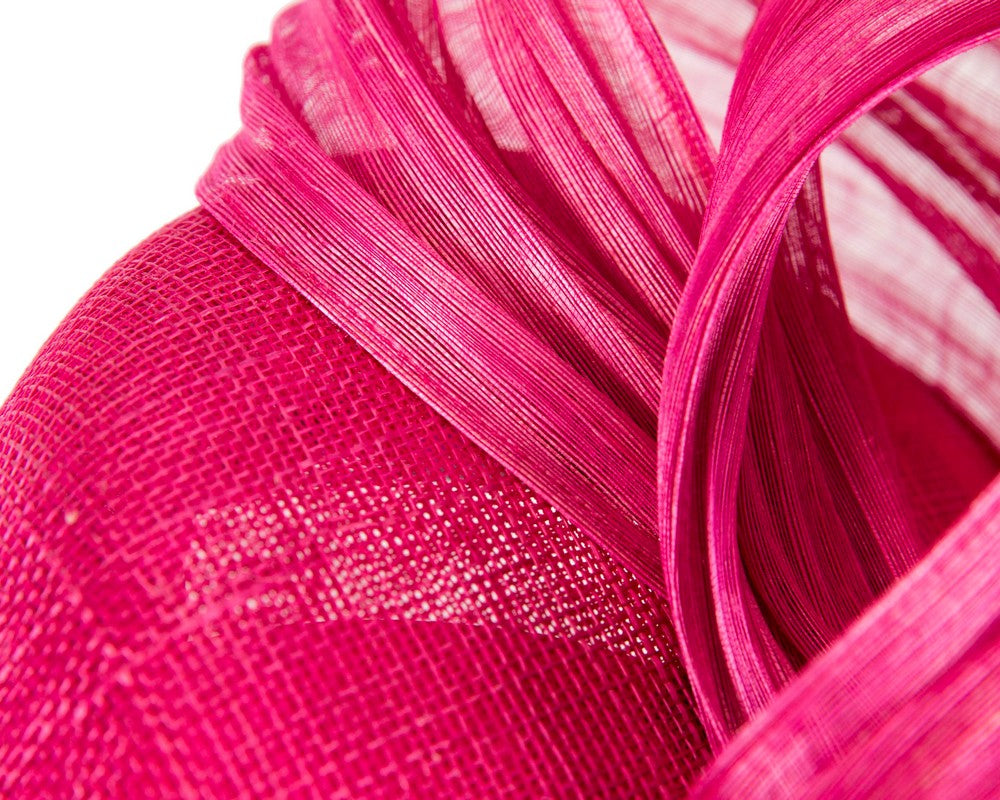 Fuchsia pillbox fascinator with silk abaca bow by Fillies Collection