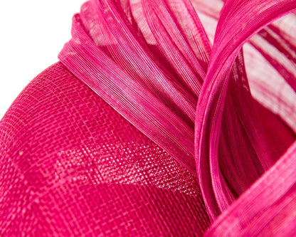 Fuchsia pillbox fascinator with silk abaca bow by Fillies Collection