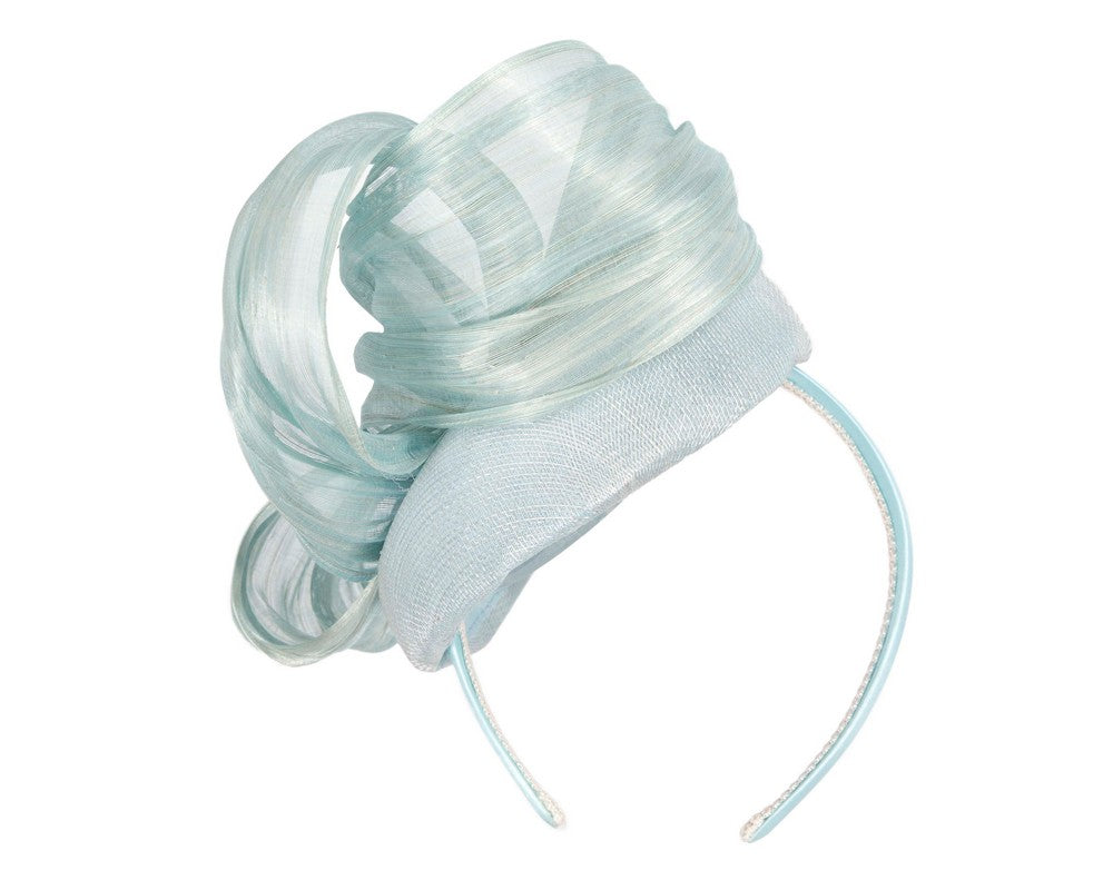 Light Blue pillbox fascinator with silk abaca bow by Fillies Collection S307LBL-5