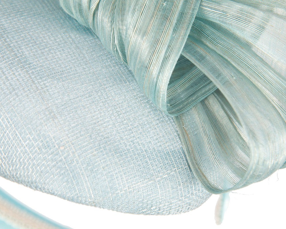 Light Blue pillbox fascinator with silk abaca bow by Fillies Collection S307LBL-4