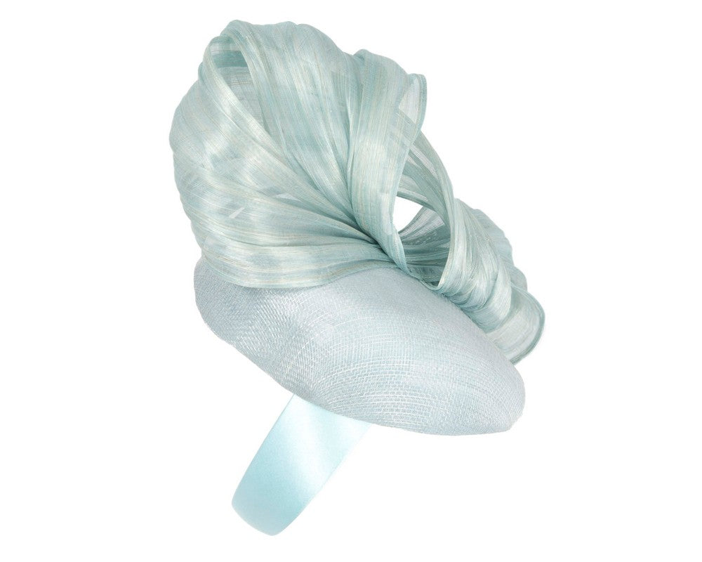 Light Blue pillbox fascinator with silk abaca bow by Fillies Collection S307LBL-3