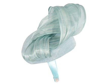 Light Blue pillbox fascinator with silk abaca bow by Fillies Collection S307LBL-2