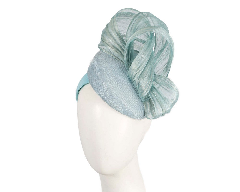 Light Blue pillbox fascinator with silk abaca bow by Fillies Collection S307LBL-0