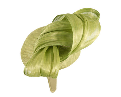 Lime pillbox fascinator with silk abaca bow by Fillies Collection-3