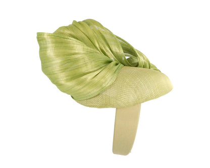 Lime pillbox fascinator with silk abaca bow by Fillies Collection-2