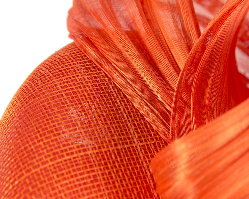 Orange pillbox fascinator with silk abaca bow by Fillies Collection S307OR-4