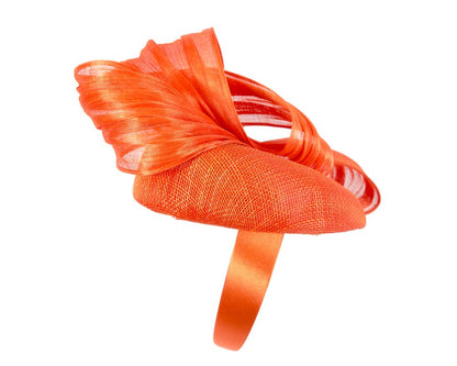 Orange pillbox fascinator with silk abaca bow by Fillies Collection S307OR-2