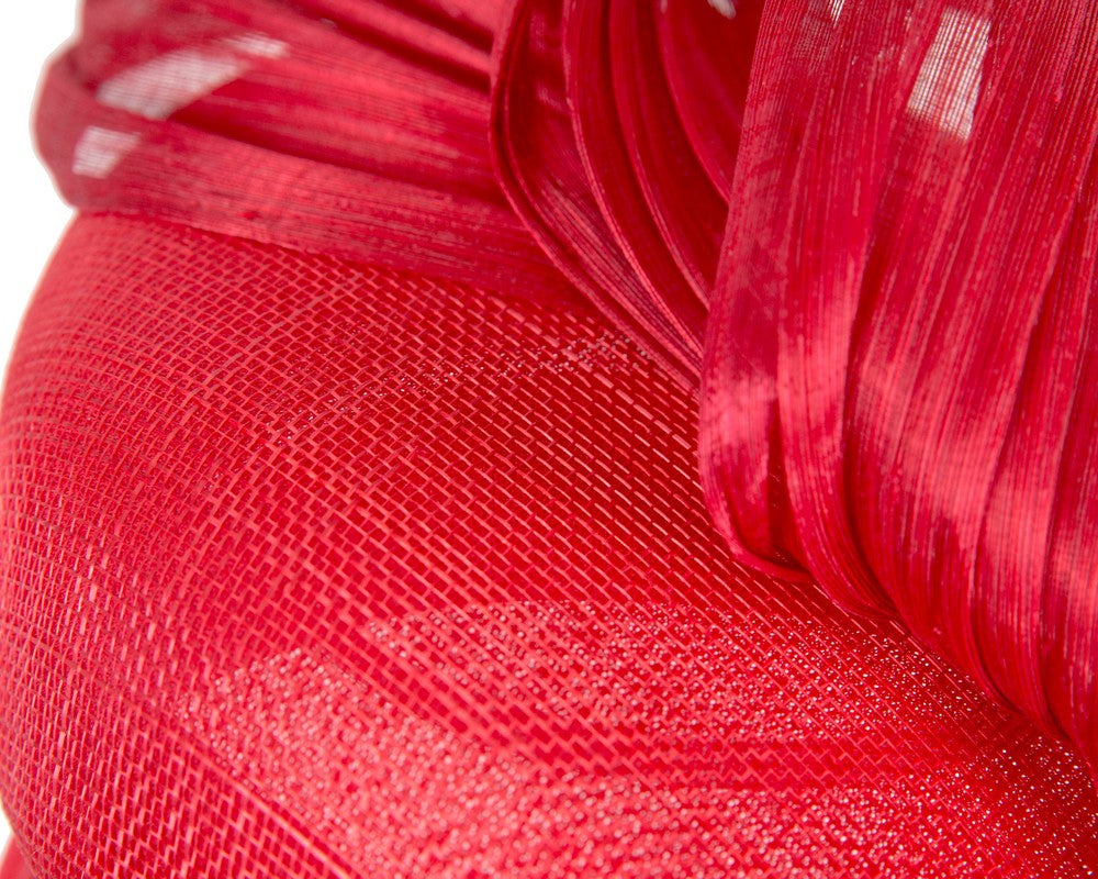 Red pillbox fascinator with silk abaca bow by Fillies Collection S307R-4