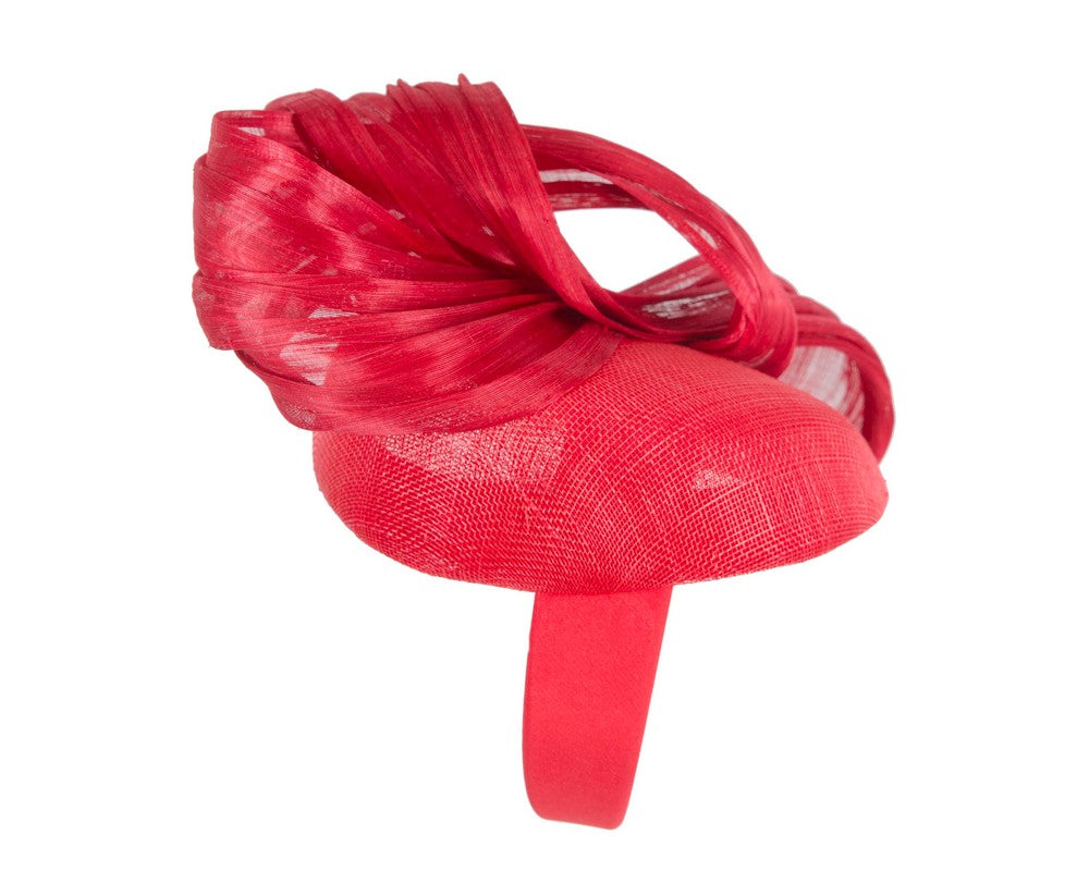Red pillbox fascinator with silk abaca bow by Fillies Collection S307R-3