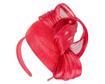 Red pillbox fascinator with silk abaca bow by Fillies Collection S307R-1