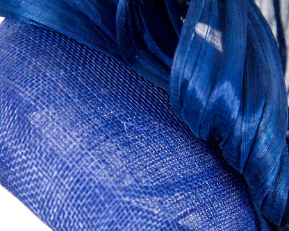 Royal blue pillbox fascinator with silk abaca bow by Fillies Collection-4
