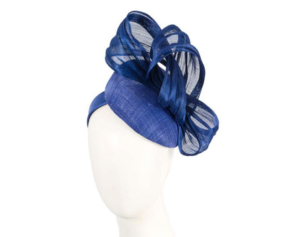 Royal blue pillbox fascinator with silk abaca bow by Fillies Collection-0