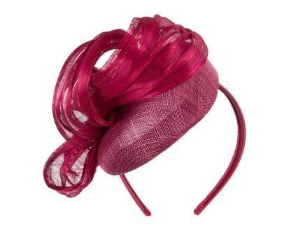 Wine pillbox fascinator with silk abaca bow by Fillies Collection-5