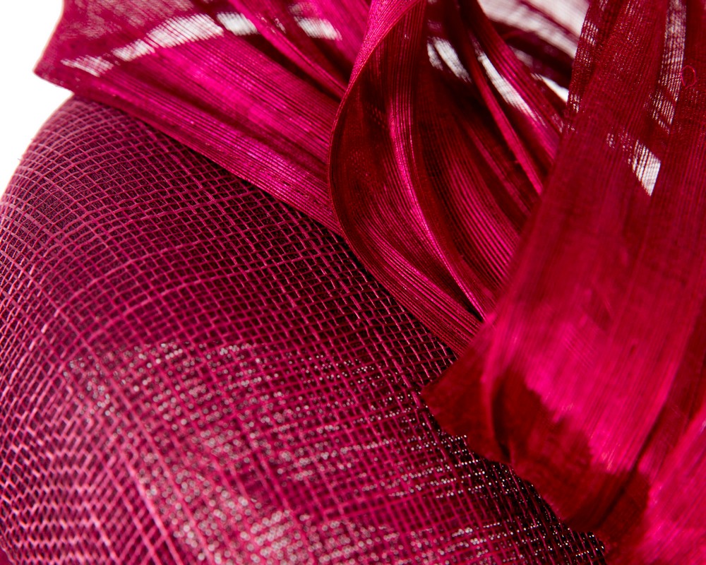 Wine pillbox fascinator with silk abaca bow by Fillies Collection-4