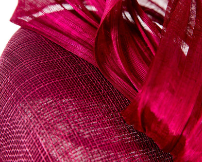 Wine pillbox fascinator with silk abaca bow by Fillies Collection-4