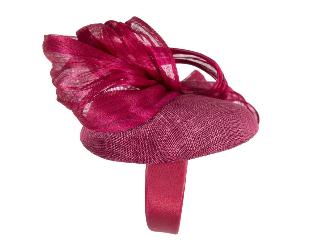 Wine pillbox fascinator with silk abaca bow by Fillies Collection-3