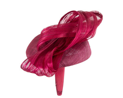 Wine pillbox fascinator with silk abaca bow by Fillies Collection-2