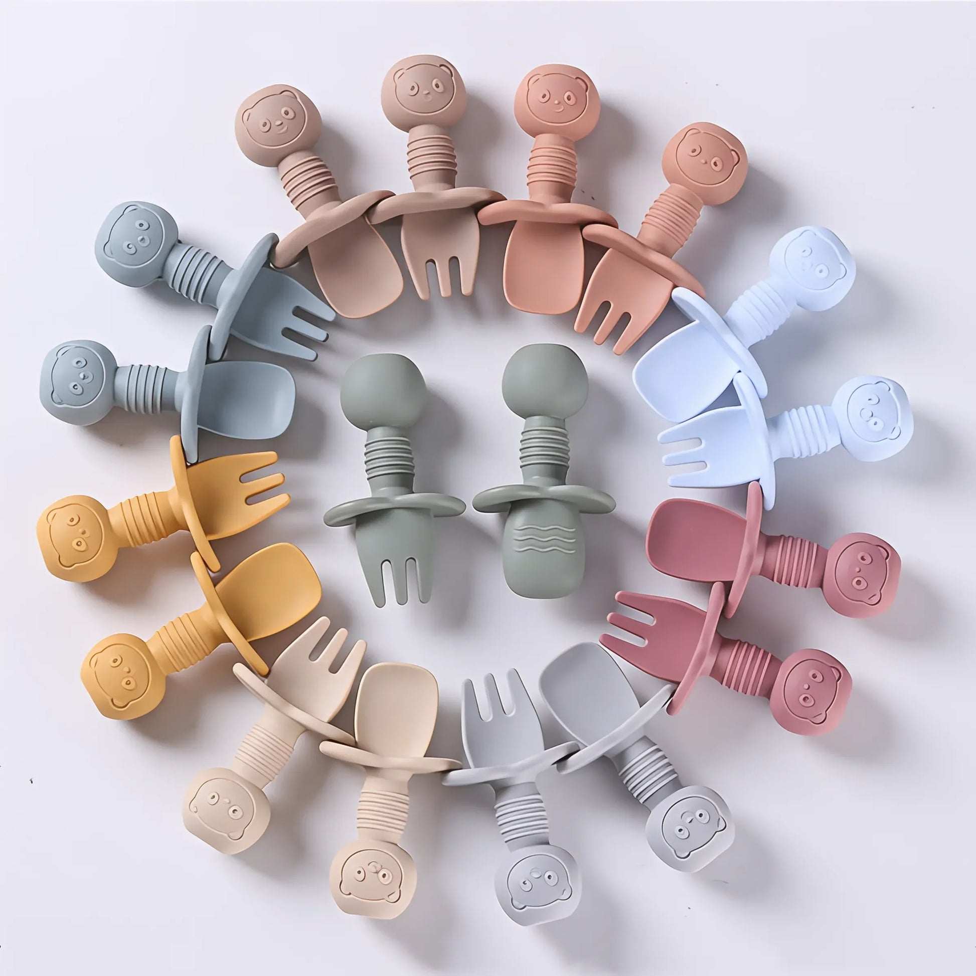2pcs Food Grade Silicone Cutlery for Children Multivariant-0