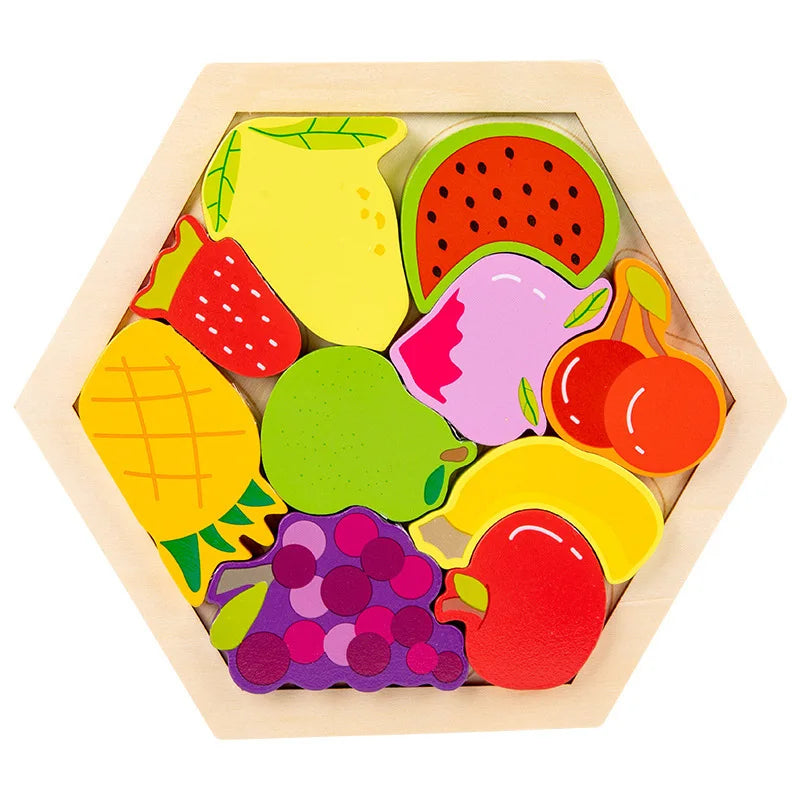 Wooden Toy Hexagonal Tangram for Children Multivariant-6