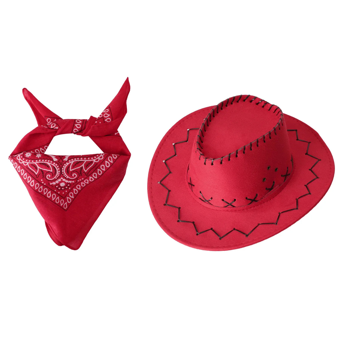 2 pcs set Head scarf and Cowboy Hat-4