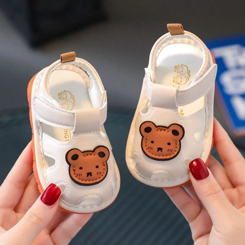 First Steps Sandals with Bear-5