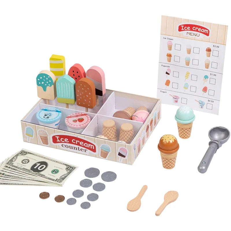 Montessori Wooden Ice Cream shop Playset for children multivariant-7