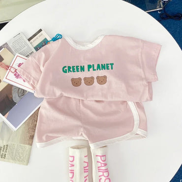 2pcs set T-shirts and Pants for Children Green Planet multivariant-1