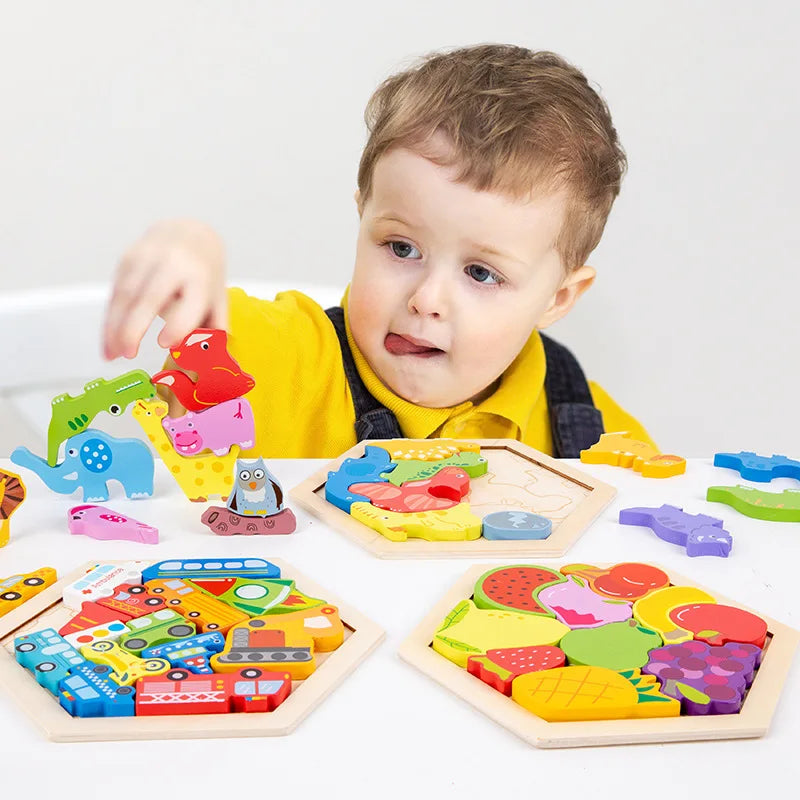 Wooden Toy Hexagonal Tangram for Children Multivariant-2