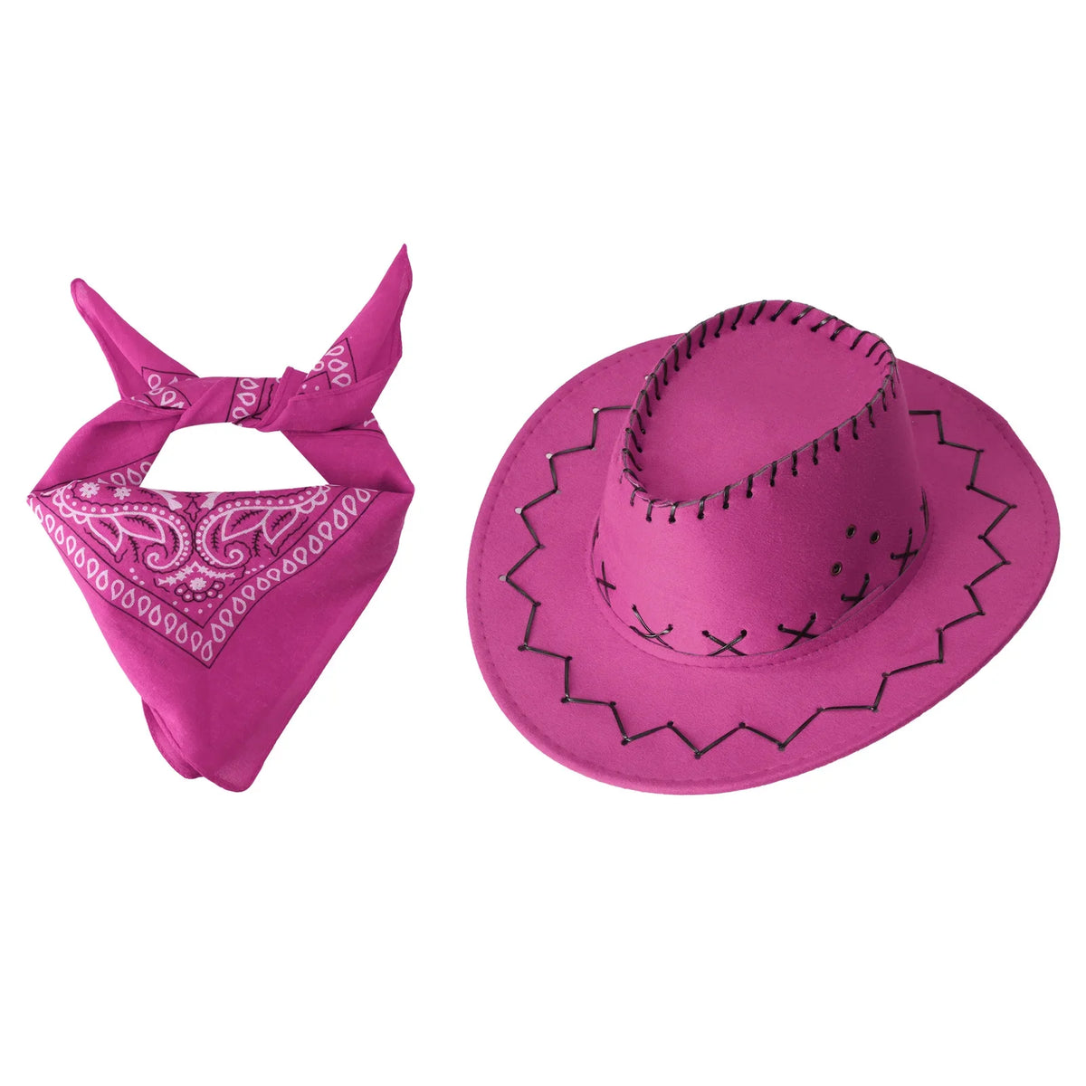 2 pcs set Head scarf and Cowboy Hat-3