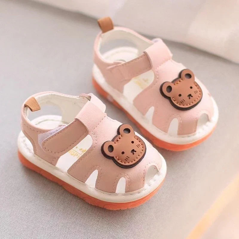 First Steps Sandals with Bear-3