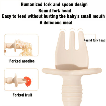 2pcs Food Grade Silicone Cutlery for Children Multivariant-4