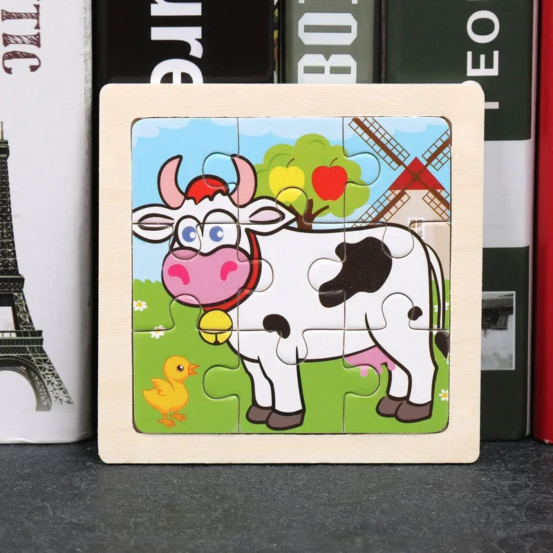 9pcs wooden toy jigsaw multivariant-5