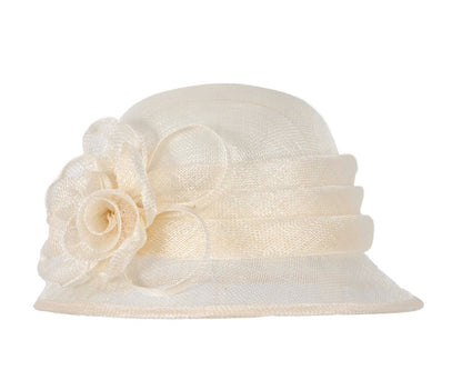 Cream Ladies Cloche Racing Hat by Max Alexander-1