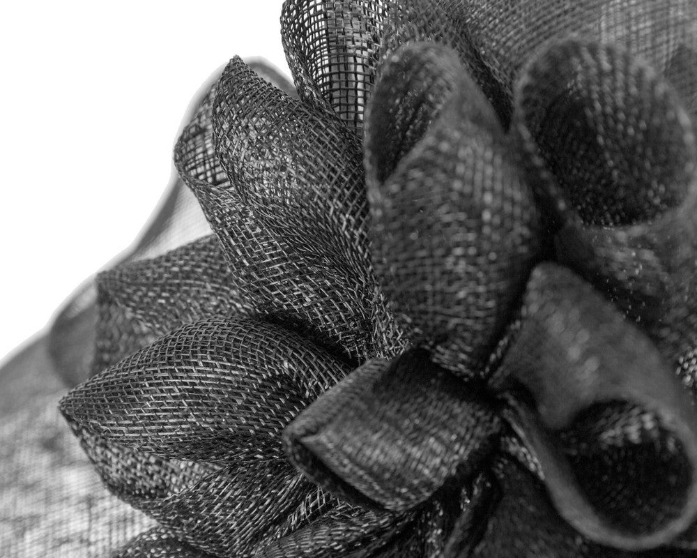 Large black sinamay racing hat-4