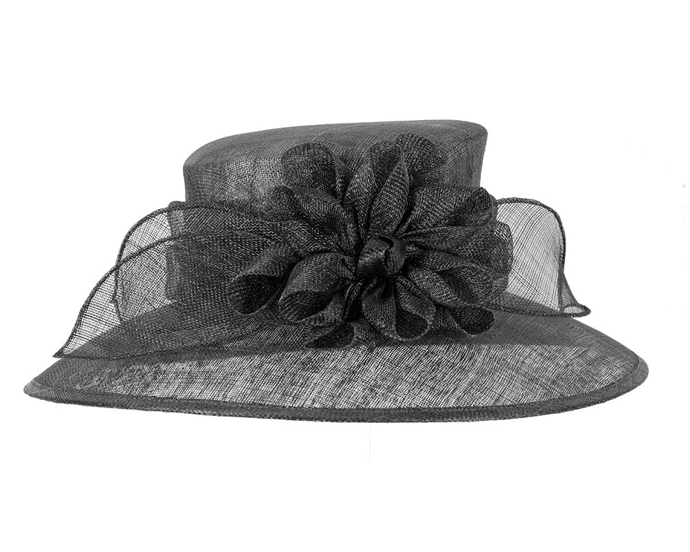 Large black sinamay racing hat-3