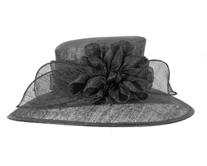 Large black sinamay racing hat-3