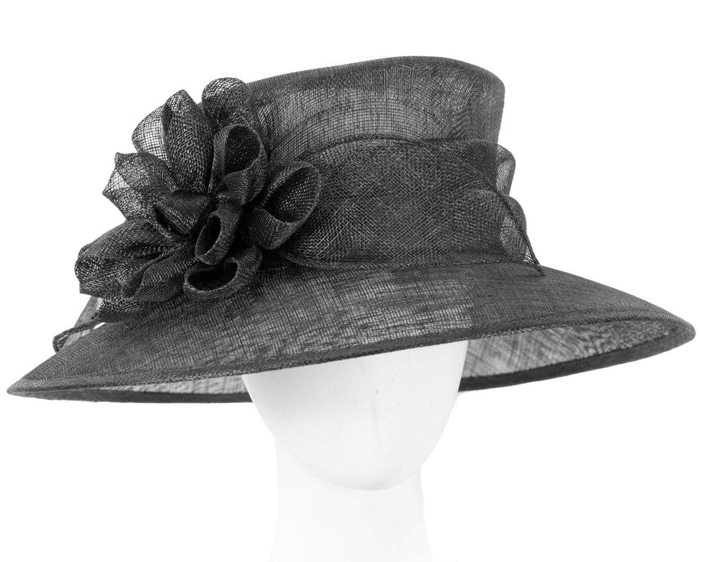 Large black sinamay racing hat-0