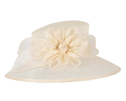 Large cream sinamay racing hat-3