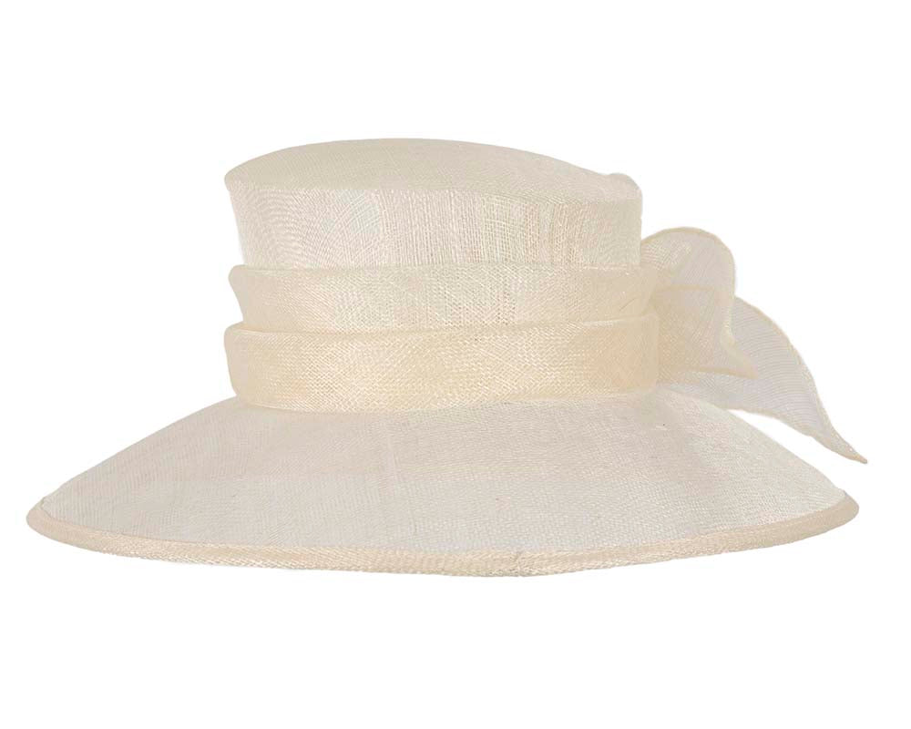 Large cream sinamay racing hat-2