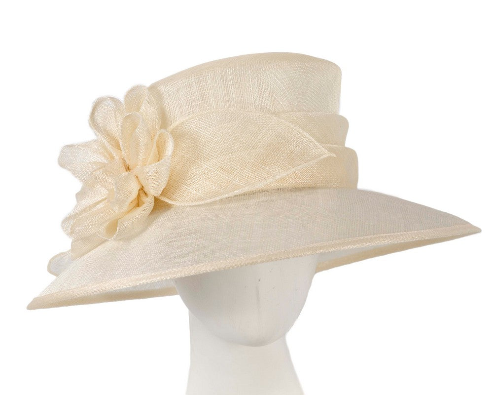 Large cream sinamay racing hat-0
