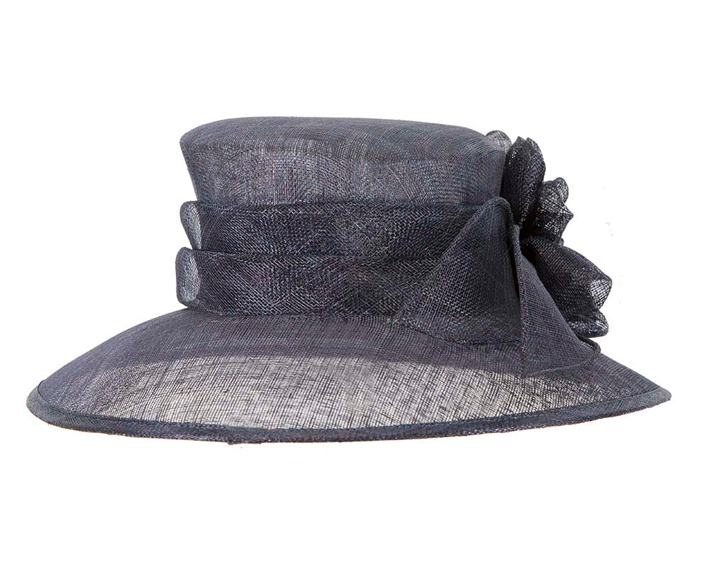 Large navy sinamay racing hat