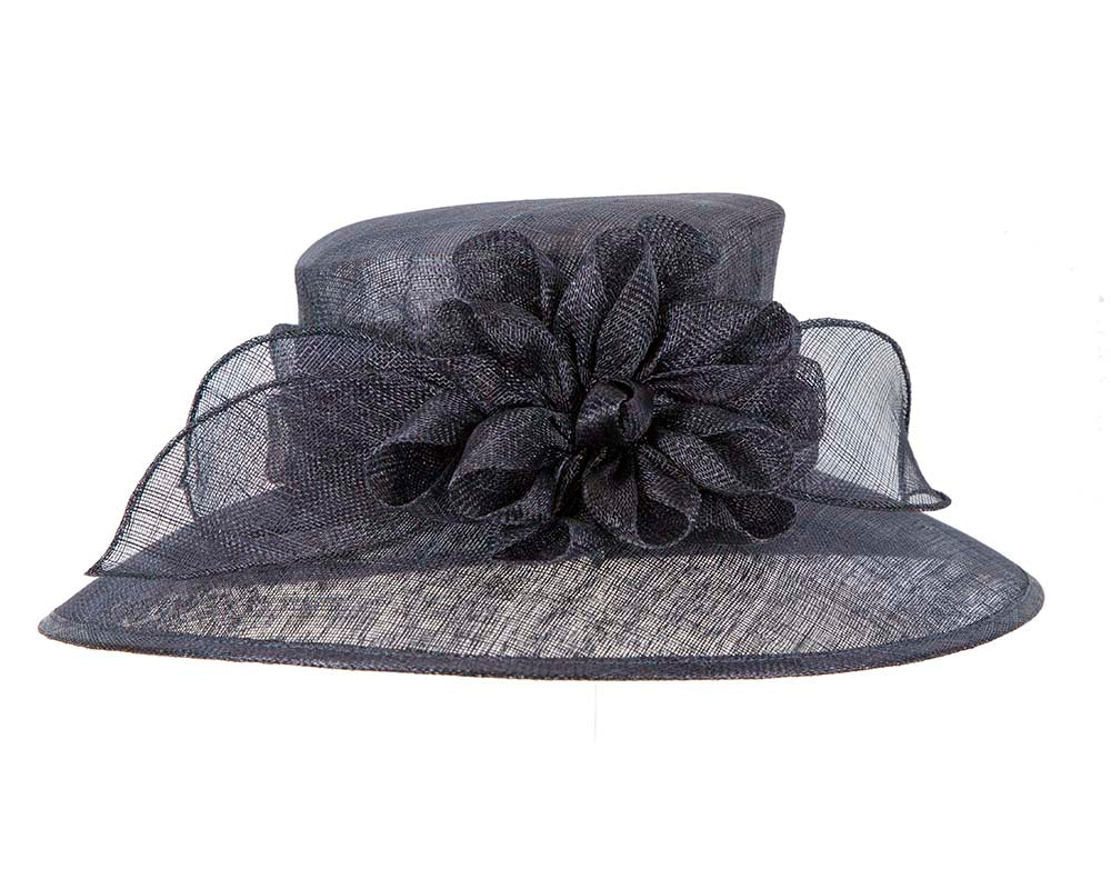 Large navy sinamay racing hat