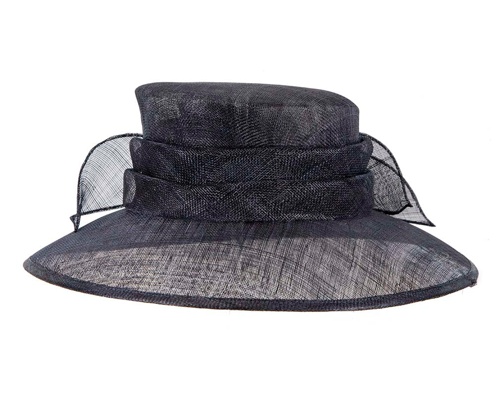 Large navy sinamay racing hat