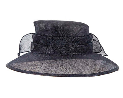 Large navy sinamay racing hat